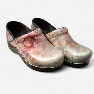 Dansko Floral Women's Wooden Leather Clogs